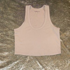 Abercrombie & Fitch Taupe/Tan Soft Ribbed Crop Tank Top Size Large